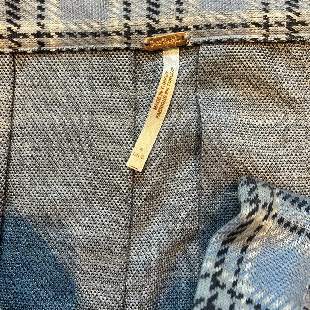Honey Blue Multi Plaid Pleated Skater Mini - Picture 5 of 6
